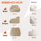 Bean Bag Chair for Adults with Pillow,Oversized Bean Bag Couch for Adults Chairs,Giant Lazy Couch Sofa Chairs with Filler,Large Reading Chair for Living Room Bedroom,Apricot