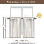 Chyhomenyc Taupe Sheer Curtains 30 inch Length 2 Panels, Light Filtering Voile - Image 5