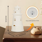 White Ceramic Lighthouse Statue Lamp - Light House Book Shelf Decor Aesthetic,Beach Themed Room Decor,Nautical Coastal Ocean Decor for Home Bedroom Bathroom Living Room