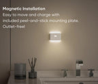 Rechargeable Night Lights with Dusk to Dawn & Motion Sensors, Warm & Soft White Stair Lights for Bathroom, Hallway, Linkable, Magnetic Mount, 9 Pack
