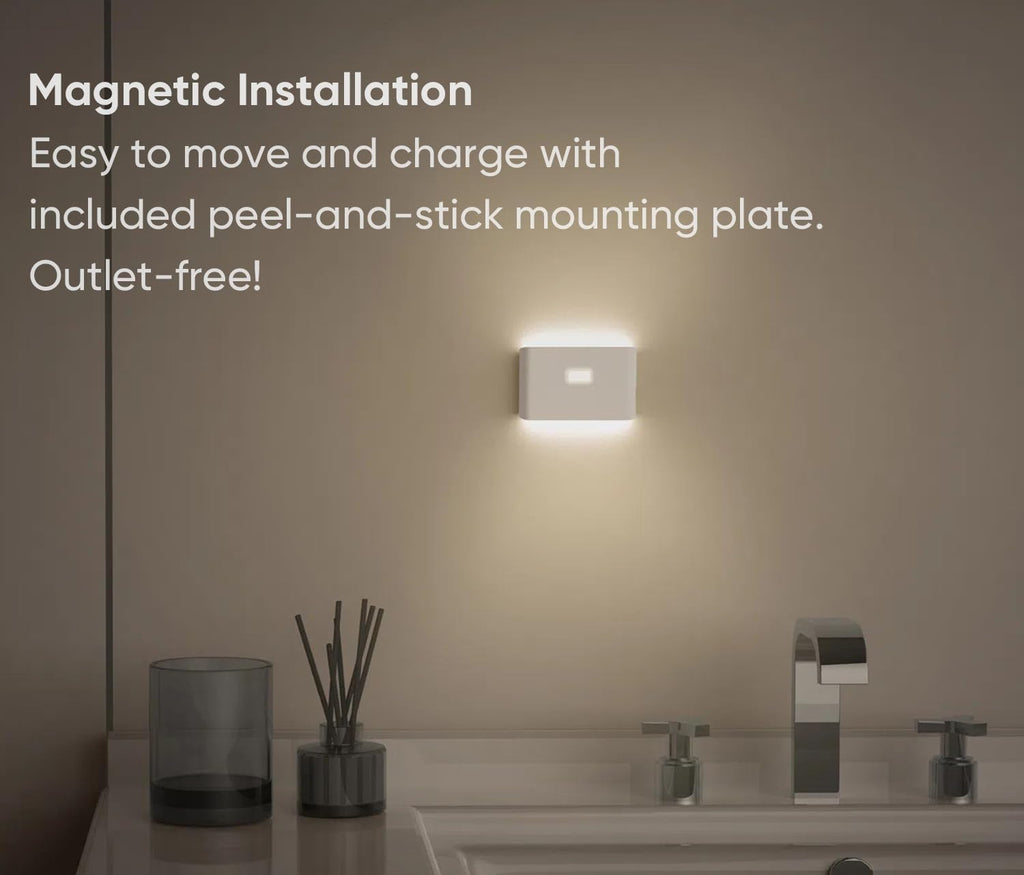 WYZE Rechargeable Night Lights with Dusk to Dawn & Motion Sensors, Warm & Soft White Stair Lights for Bathroom, Hallway, Linkable, Magnetic Mount, 3 Pack