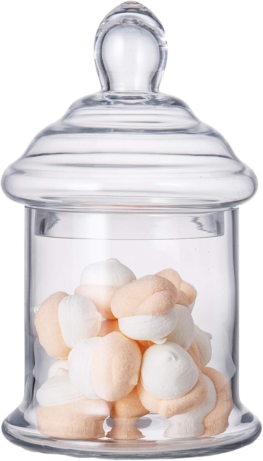 Diamond Star Clear Glass Apothecary Jar Decorative Candy Buffet Jars Elegant Glass Storage Containers (Height: 10" Body: 6")