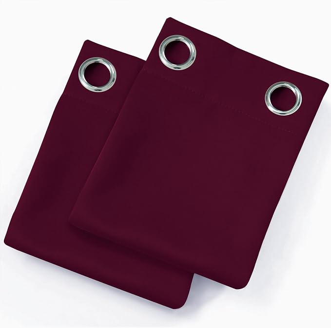 Blackout Curtains 52 x 120 Inch Long Burgundy Red Curtains Set of 2 Panels Room - Image 9