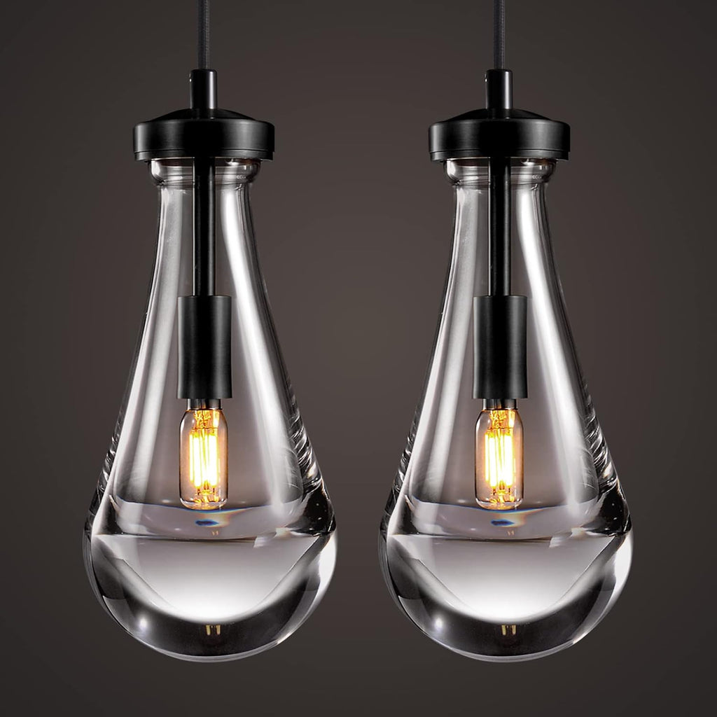 Modern Raindrop Pendant Lights Set of 2, Bronze Pendant Lights Kitchen Island, Black Pendant Light Island Lights for Kitchen Chandeliers for Living Room Bathroom Bedroom Hallway,Bulb Included