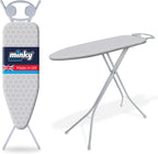 Minky Homecare Classic 4-Leg Ironing Board with Iron Rest - Freestanding Full Size Iron Board for Clothes Pressing with 43" x 14" Surface - Grey Honeycomb