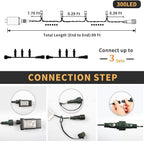 XTF2015 105ft 300 LED Christmas String Lights, End-to-End Plug 8 Modes - UL Certified - Outdoor Indoor Fairy Lights for Tree, Patio, Garden, Party, Wedding, Holiday (Multicolor)