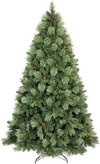 Kadunmina 7.5ft Artificial Christmas Tree Carolina Pine Tree, Unlit Hinged Premium Xmas Trees with 1645 Branch Tips, Pine Cones, Foldable Metal Stand for Home, Office, Holiday Party Decoration