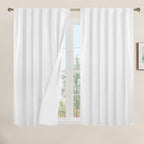 54 Inch White Linen Textured Blackout Curtains by LAMIT