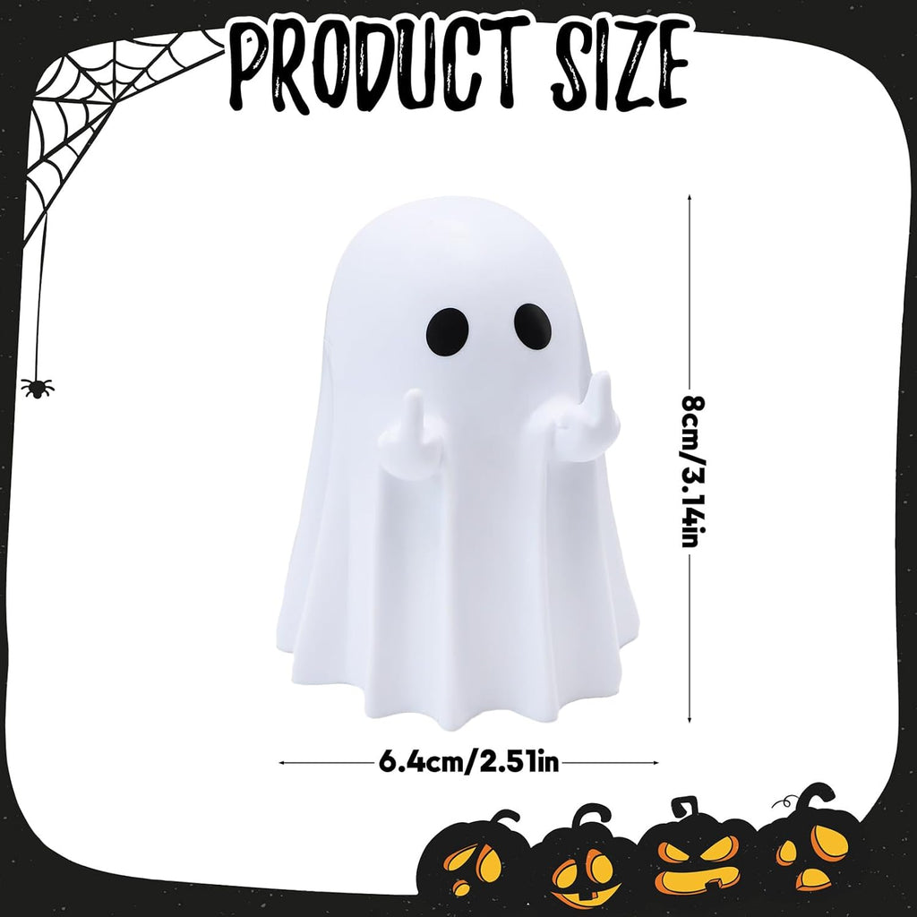 Halloween Ghost Figurine Funny Spooky Middle Finger Statue Halloween Table Decorations Cartoon Cute Resin Holiday Desktop Ornament Decor for Holiday Indoor Home Decor Gifts