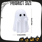 Halloween Ghost Figurine Funny Spooky Middle Finger Statue Halloween Table Decorations Cartoon Cute Resin Holiday Desktop Ornament Decor for Holiday Indoor Home Decor Gifts