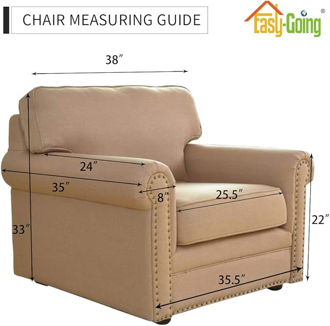 Easy-Going Reversible Couch Cover, Small Chair, Peacockblue/Beige | Machine - Image 7