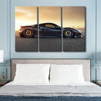 TUMOVO Supercar Wall Art for Men Boys Bedroom Speedy Car Canvas Art Wall Decor Black Sports Car Modern Wall Art Pictures for Living Room Artwork Paintings Giclee Framed Ready to Hang, 60" Wx40 H