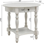 MODERION Oval End Table with Drawer, Solid Wood Sofa Side Storage Shelf, Traditional Living Room Corner Table, Nightstand, Easy Assembly 28INCH x 22INCH 24INCH Antique Walnut CJZ2233RW White