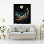 Dark Academia Tapestry Celestial Moonlit Bathing Lady Print Trendy Aesthetic Gothic Wall Hanging Vintage Art Nouveau Tapestries Wall Decor for Bedroom Living Room Dorm 50x60inch