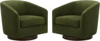 CHITA Swivel Accent Chair, FSC Certified Upholstered Velvet Barrel Chair for Living Room Set of 2, Fully Assembled, Forest Green