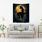 Halloween Witch Tapestry Wall Art Witchcore Moon Aesthetic Print Dark Academia Gothic Tapestries Wall Hanging Horror Ghost Halloween Party Decor for Home Living Room Bedroom 60x80inch