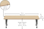 FDP Rectangle Activity School and Classroom Kids Table (24 x 72 inch), Chunky Toddler Legs, Adjustable Table Height 15-24 inches - Maple Top and Maple Edge