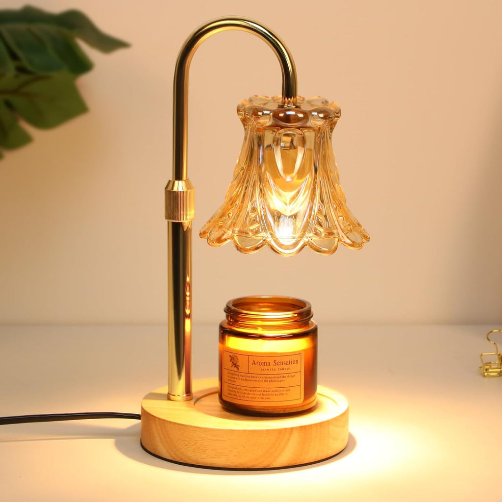GEEZO Fragrance Candle Warmer Lamp，Electric Candle Warmer with Timer & Dimmer，Mom Christmas Birthday Gifts for Women, House Warming Gifts New Home Bedroom Decor