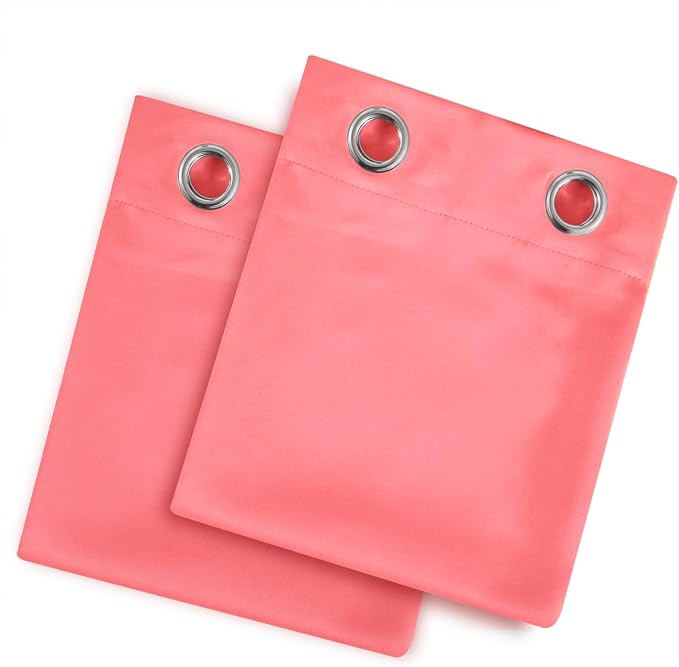 Coral Blackout Curtains 42 x 54 Inch Length Set of 2 Panels Grommet Bedroom - Image 9