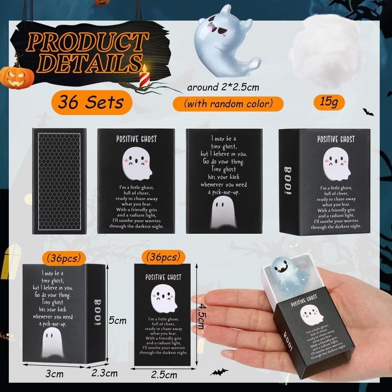 32 Sets Halloween Mini Ghost Figures with Box, Glow in The Dark Mini Resin Ghosts, Luminous Ghost Miniature Resin Figurines for Halloween Party Favors (12PCS)