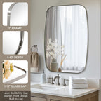 ANDY STAR Brushed Nickel Mirror, 30x48’’ Brushed Nickel Bathroom Oval Mirror with Stainless Steel Metal Frame, Silver Oblong Mirrors Wall Mounted for Bedroom, Living Room Decor
