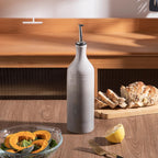 Sweejar Large Ceramic Olive Oil Dispenser Bottle, Opaque Oil Cruet Protects Oil to Reduce Oxidation, Storage Oil, Vinegar, Soy Sauce & Other Liquids, Pack of 1, 24 Fl Oz (Gradient Fog Gray)