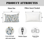 YOUR SMILE Classical Embroidery Jacquard Blue Square Decorative Throw Pillow Case Cushion Cover,12x20 inch