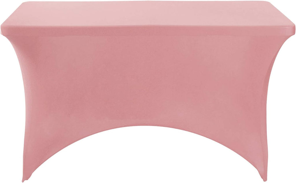 Spandex Table Cover for 4FT or 6ft or 8ft Table Universal Fitted Stretch Tablecloth for Party, Banquet, Wedding and Events-Dusty Pink
