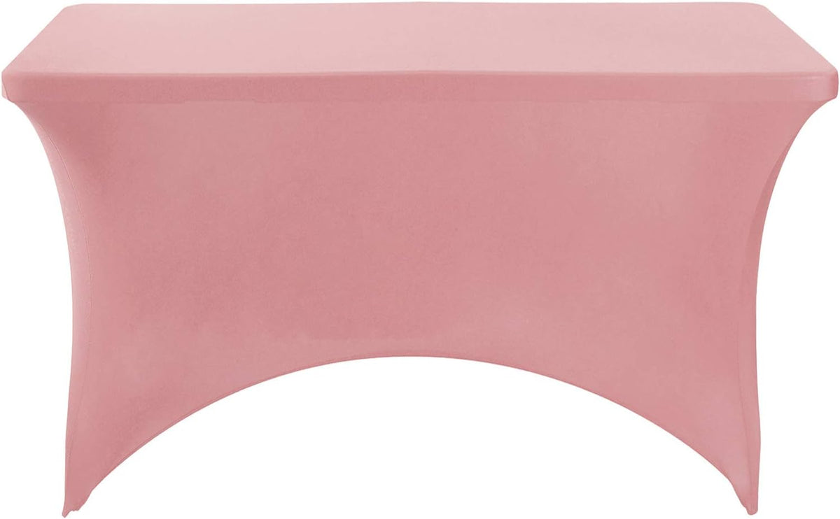 Spandex Table Cover for 4FT or 6ft or 8ft Table Universal Fitted Stretch Tablecloth for Party, Banquet, Wedding and Events-Dusty Pink