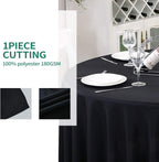 Surmente Black Tablecloth for Round Tables, 120-inch Round Table Cloths for Weddings, Banquets, or Restaurants