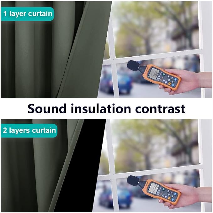 NICETOWN Dark Mallard 100% Blackout Lined Curtains, 2 Thick Layers Completely - Image 4