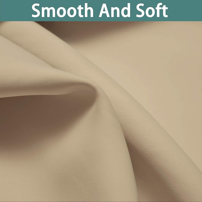 Yakamok Beige 100% Blackout Curtains 108 Inches Long - Image 7