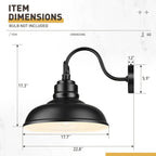 zeyu 2 Pack Dusk to Dawn Outdoor Wall Sconce, Gooseneck Barn Light Fixtures for Front Porch, Exterior Wall Mount Light in Matte Black Finish, 016-1BL-PC-2 BK