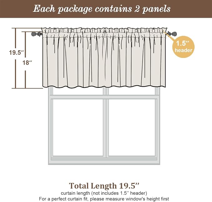 Chyhomenyc Sheer Valances for Windows 2 Pack, Small Window Curtains for Living - Image 4