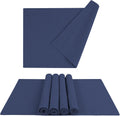 MANSPHIL Navy Blue Cloth Placemats Set of 6, Double Layer Faux Linen Place Mats Heat Resistant Washable Table Mats for Dining Kitchen, 13x19 Inch