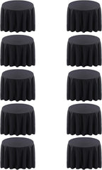 Surmente 132 inch Round Tablecloths -10 Pack Black Round Table Cloths, Polyester Fabric Table Covers for Wedding, Party, Banquet, or Restaurant