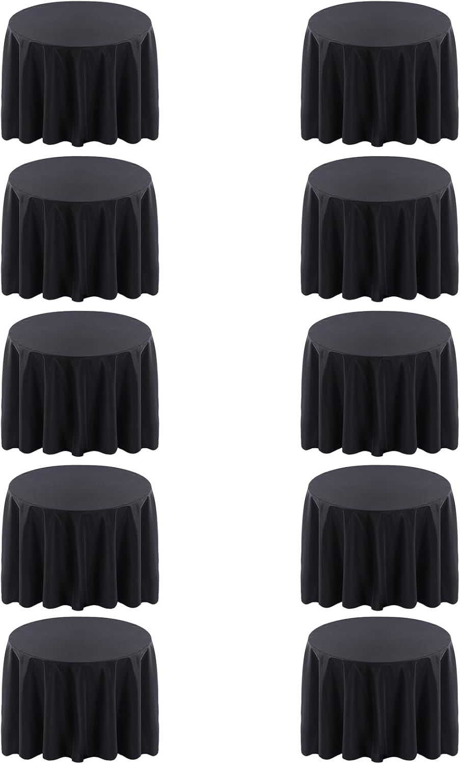 Surmente 132 inch Round Tablecloths -10 Pack Black Round Table Cloths, Polyester Fabric Table Covers for Wedding, Party, Banquet, or Restaurant