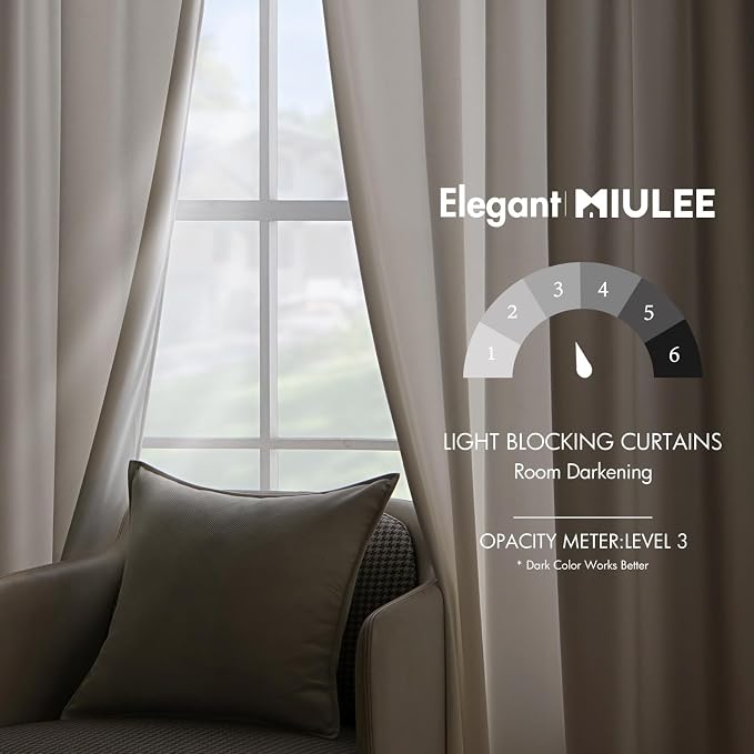 MIULEE Velvet Curtains 52x108 inches 2 Panels Ivory Room Darkening Curtains | - Image 5