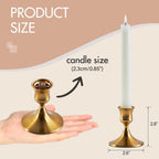 Gold Taper Candle Holder, Brass Candlestick Holders, Vintage Metal for Table Centerpieces Wedding Christmas Decor (Gold, 2 Pcs)