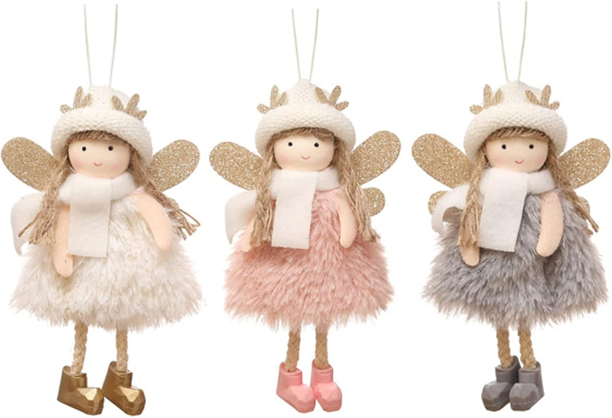3pcs Christmas Angel Doll Decoration, Christmas Tree Hanging Ornaments, Thanksgiving Day Birthday Gifts, Fairy Presents, Tree Hanging Pendant, Home Party Ornament, Gift Toys for Kids