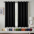 MIULEE Blackout Curtains for Bedroom 2 Panels 50 x 63 Inch Long Black | Thermal by MIULEE