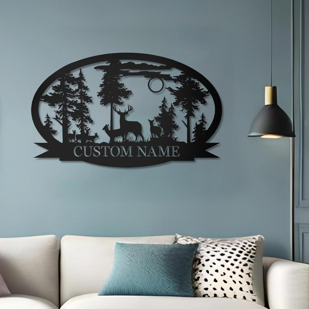 Personalized Deer Metal Cabin Sign | Custom Metal Sign | Personalized Camping Signs | Deer Hunter Gift | Custom Signs Outdoor Metal | Custom Family Name Sign | Cabin Decor | Porch Sign