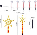 Christmas Solar Pathway Lights Outdoor Decorations, Modes Star Candy Lights Waterproof Led Garden Stake Light for Walkway Yard Lawn Porch Holiday Decor 5-Pack (Red Tube Star, 5 Pack)
