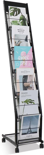 Floor-Standing Magazine Rack 6-Layer with Wheels, Brochure Display Stand for Exhibitions, Office, and Any Organization Requiring Information Display
