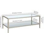 Henn&Hart 45" Wide Rectangular Coffee Table with Mirror Shelf in Satin Nickel, Coffee Table coffee tables for living room, studio apartment essentials