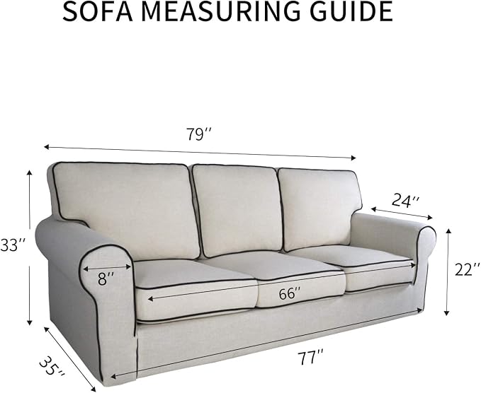 PureFit Stretch Couch Covers for Sofa Large Sofa Slipcovers Ivory | 1-Piece - Image 6