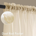 MIULEE Butter Cream Sheer Curtains 84 Inches Long 4 Panels 54 x 84 Inches | - Image 2