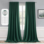 MIULEE Christmas Hunter Green Back Tab Blackout Curtains 52"x96" 2 Panels | Rod by MIULEE