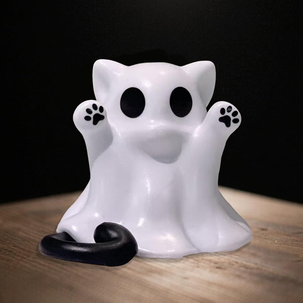 Halloween Ghost Figurine, Funny Spooky Resin Ghost Cat Statue, Cute Decor for Halloween Decorations Indoor, Porch and Indoor Spooky Home Decor Gifts