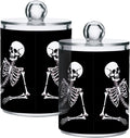 Halloween Skull 2PC Airtight Transparent Glass Storage Jar, Food Storage Container Glass, Can Store Candy, Salt, Coffee Beans, With lid, Easy To Use…